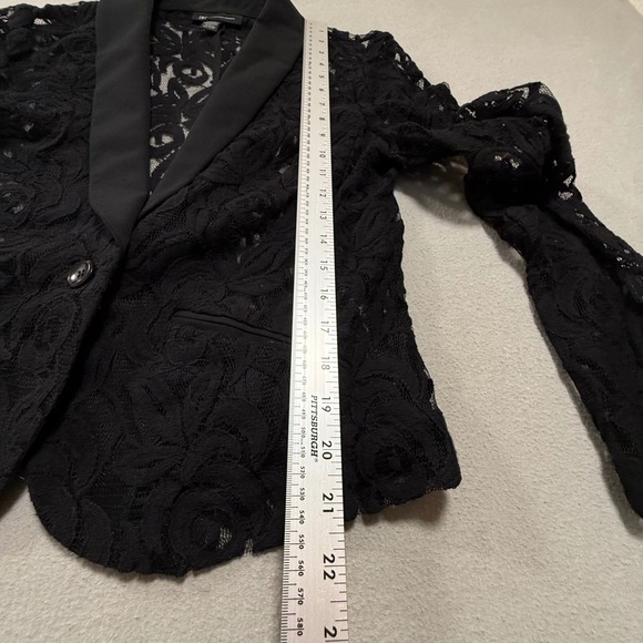 I.N.C. Sheer Black Lace Romantic Feminine Goth Blazer Jacket Women Medium - Picture 9 of 15